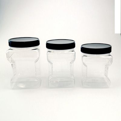 PET Şeffaf Kare Kavrama 4500ml Plastik Vidalı Kapaklı Kavanozlar BPA İçermez